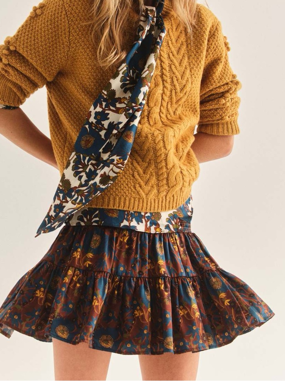 NWT- CARTOLINA KYLIE SILK SKIRT - YELLOWSTONE CHICORY - Picture 2 of 16